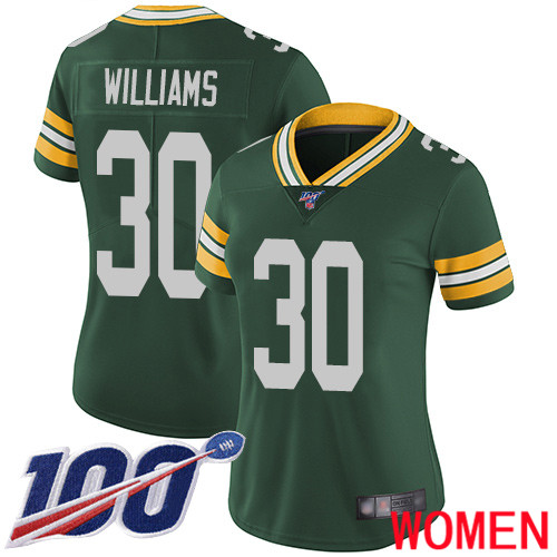 Green Bay Packers Limited Green Women 30 Williams Jamaal Home Jersey Nike NFL 100th Season Vapor Untouchable